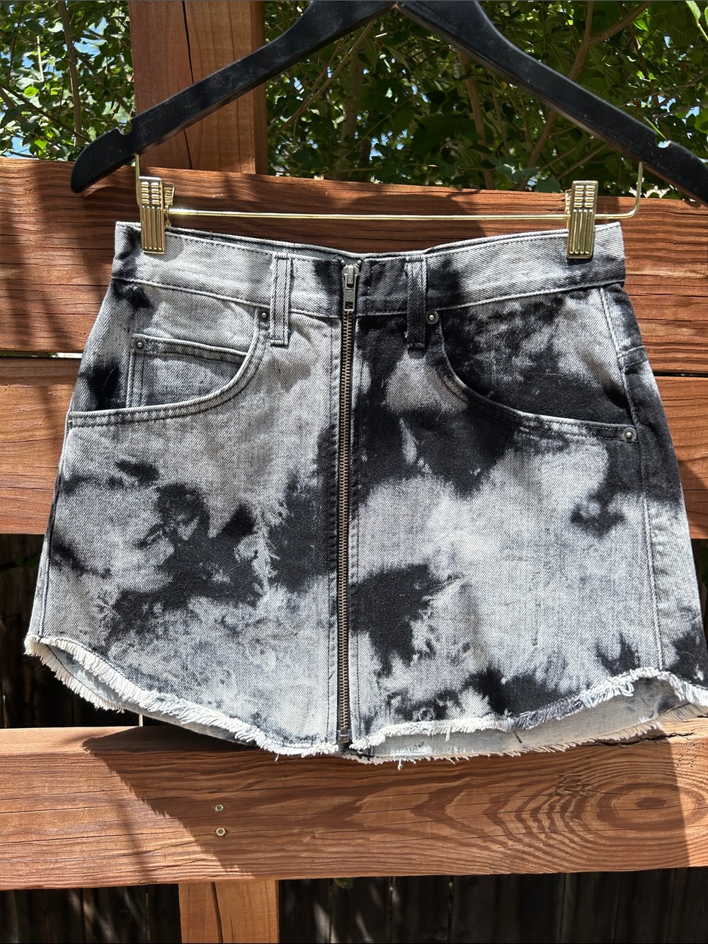 Carmar Black & Gray Dyed Zip-Front Mini Skirt